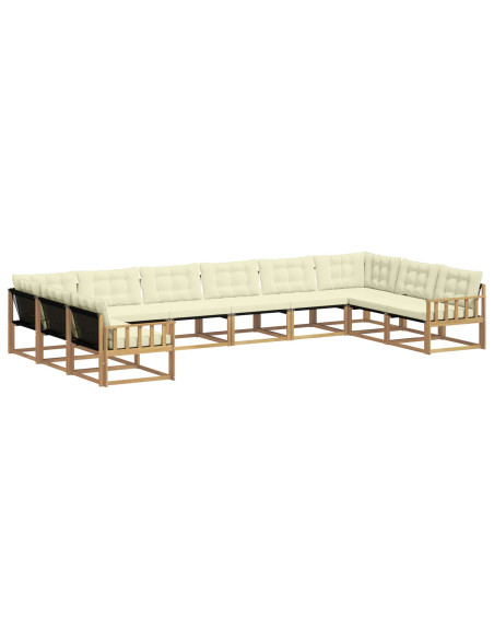 Set di divani da esterno con cuscino 10 pcs Bianco e Crema