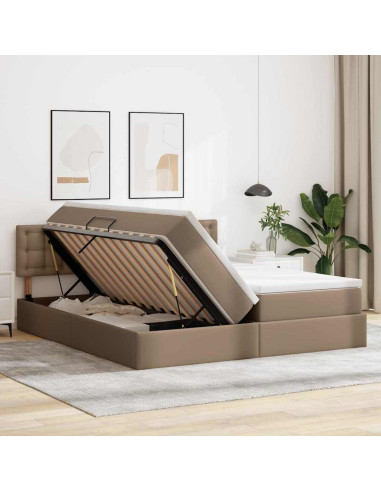Letto con Contenitore Cappuccino 200 x 200 cm Pelle Sintetica