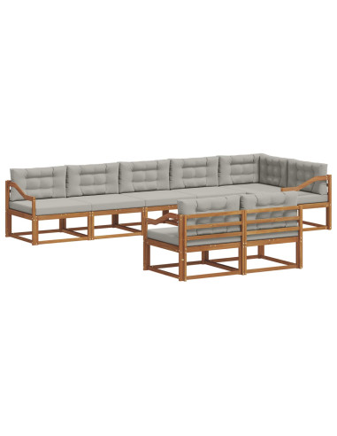 Set di divani da esterno 8 pcs Grigio Naturale e Chiaro