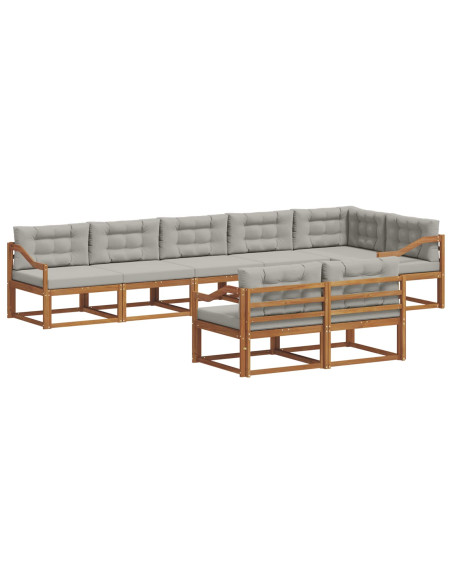 Set di divani da esterno 8 pcs Grigio Naturale e Chiaro