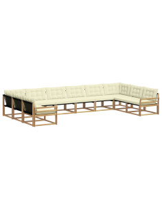 Set di divani da esterno con cuscino 10 pcs Bianco e Crema 2