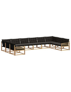 Set di divani da esterno con cuscino 10 pcs Bianco e Nero 2