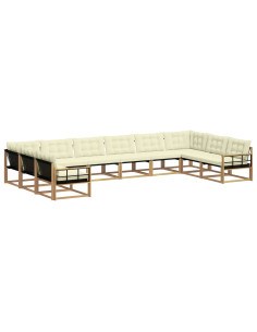Set di divani da esterno con cuscino 10 pcs Bianco e Crema 2