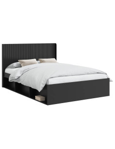 Struttura del letto con stoccaggio e testata Nero 120 x 190 cm 2