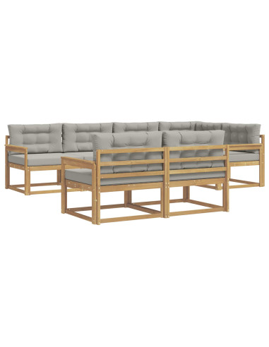 Set di divani da esterno 6 pcs Bianco e Grigio Chiaro