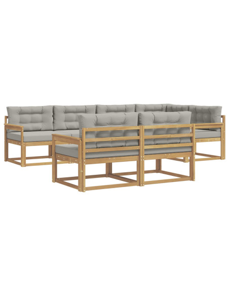 Set di divani da esterno 6 pcs Bianco e Grigio Chiaro