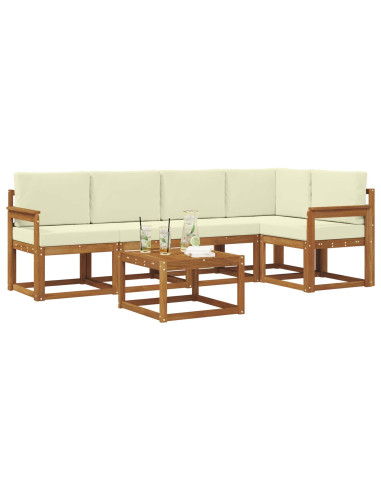 Set di divani con cuscino 6 pcs Naturale e Crema