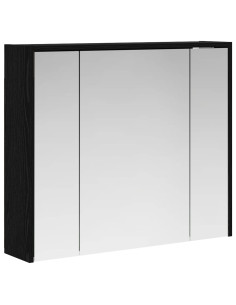 Mobiletto per specchio da bagno Rovere Nero 73,5 x 16 x 62,5 cm 2