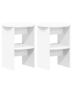 Mobile laterale 2 pcs Bianco Ø40 x 50 cm Legno ingegnerizzato 2