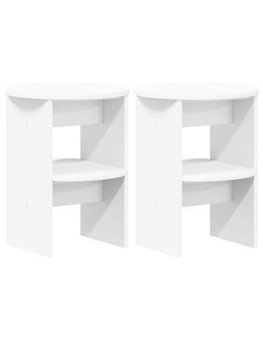 Mobile laterale 2 pcs Bianco Ø40 x 50 cm Legno ingegnerizzato
