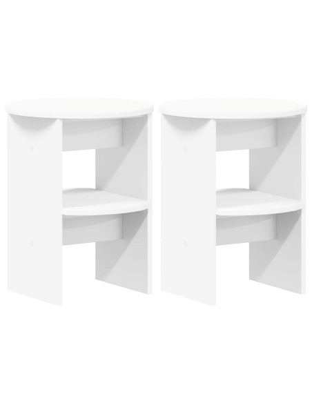 Mobile laterale 2 pcs Bianco Ø40 x 50 cm Legno ingegnerizzato