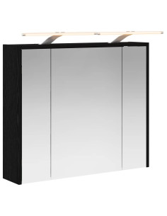 Mobiletto per specchio da bagno Rovere Nero 73,5 x 16 x 62,5 cm 2