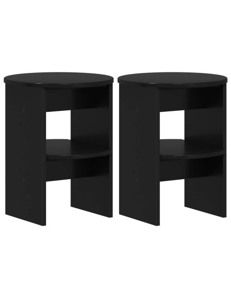 Mobile laterale 2 pcs Nero Ø40 x 50 cm Legno ingegnerizzato