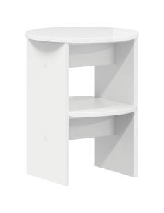 Mobile laterale Bianco Lucido Ø40 x 50 cm Legno ingegnerizzato 2