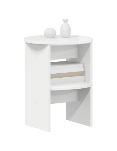 Mobile laterale Bianco Lucido Ø40 x 50 cm Legno ingegnerizzato