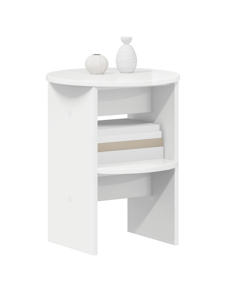 Mobile laterale Bianco Lucido Ø40 x 50 cm Legno ingegnerizzato