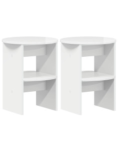 Mobile laterale 2 pcs Bianco Lucido Ø40 x 50 cm 2