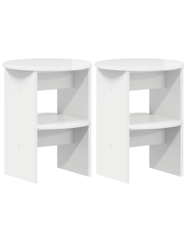 Mobile laterale 2 pcs Bianco Lucido Ø40 x 50 cm
