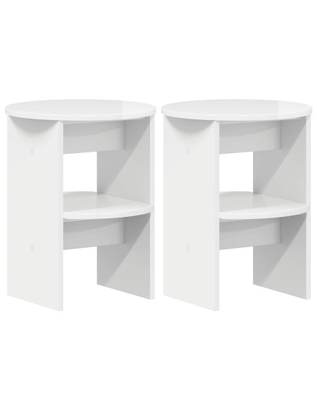 Mobile laterale 2 pcs Bianco Lucido Ø40 x 50 cm