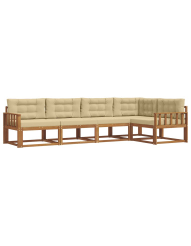 Set di divani da esterno con cuscino 5 pcs Naturale e Beige