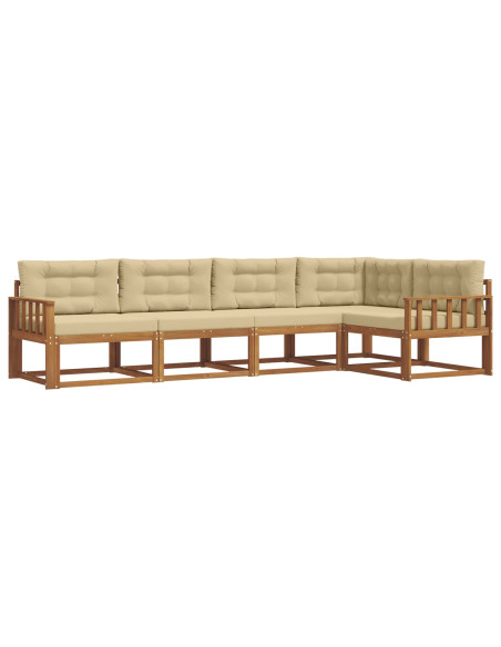 Set di divani da esterno con cuscino 5 pcs Naturale e Beige