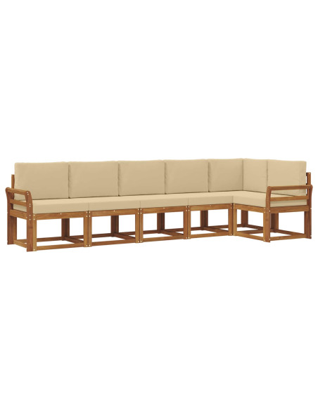 Set di divani da esterno con cuscino 6 pcs Naturale e Beige