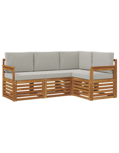 Set divani con cuscino 4 pcs Grigio Naturale e Chiaro