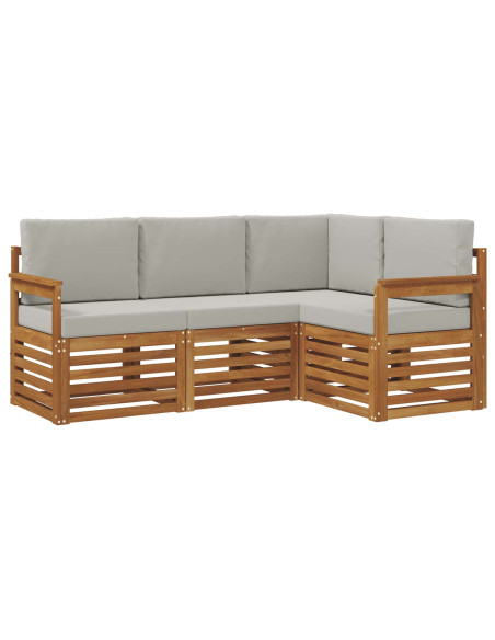 Set divani con cuscino 4 pcs Grigio Naturale e Chiaro
