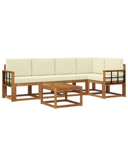 Set di divani da esterno con cuscino 6 pcs Naturale e Crema