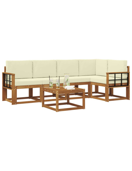 Set di divani da esterno con cuscino 6 pcs Naturale e Crema