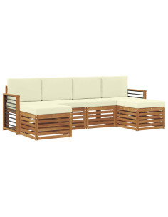 Set divani 6 pcs Naturale e Crema Legno di Acacia Massello 2