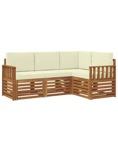 Set divani 4 pcs Naturale e Crema Legno di Acacia Massello