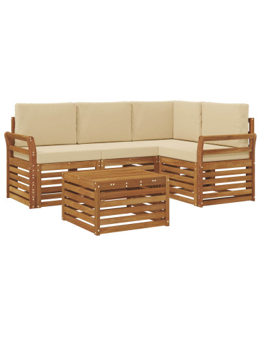 Set di Mobili 5 pcs Naturale e Beige Legno multistrato