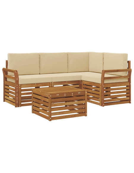 Set di Mobili 5 pcs Naturale e Beige Legno multistrato