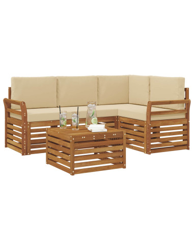 Set di Mobili 5 pcs Naturale e Beige Legno multistrato