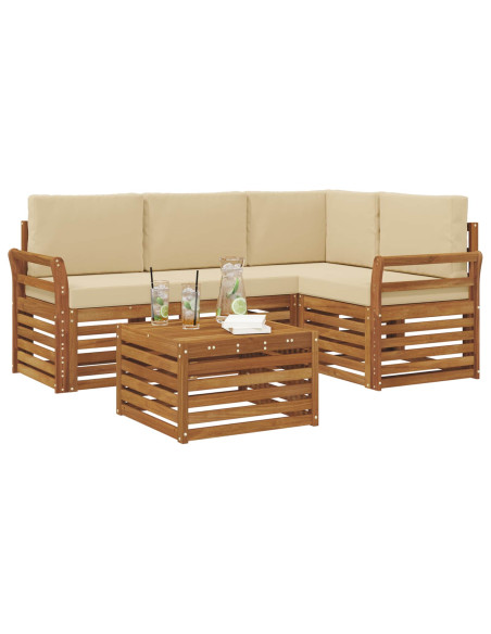 Set di Mobili 5 pcs Naturale e Beige Legno multistrato