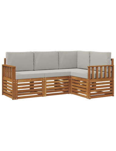 Set divani con cuscino 4 pcs Grigio Naturale e Chiaro
