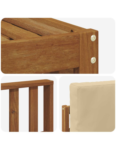 Set divani 5 pcs Naturale e Beige Legno di Acacia Massello
