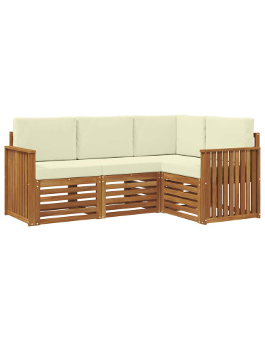 Set divani 4 pcs Naturale e Crema Legno di Acacia Massello