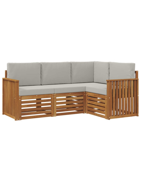 Set divani con cuscino 4 pcs Grigio Naturale e Chiaro
