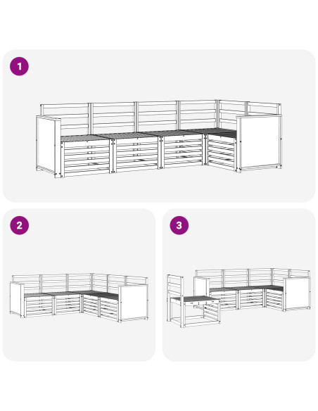 Set divano sezionale 4 pcs Naturale Legno di Acacia Massello