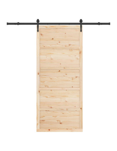 Porta scorrevole Naturale 80 x 208 cm Legno Massello di Pino