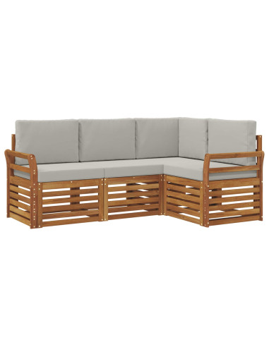 Set divani con cuscino 4 pcs Grigio Naturale e Chiaro
