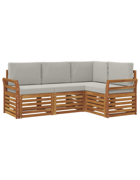 Set divani con cuscino 4 pcs Grigio Naturale e Chiaro