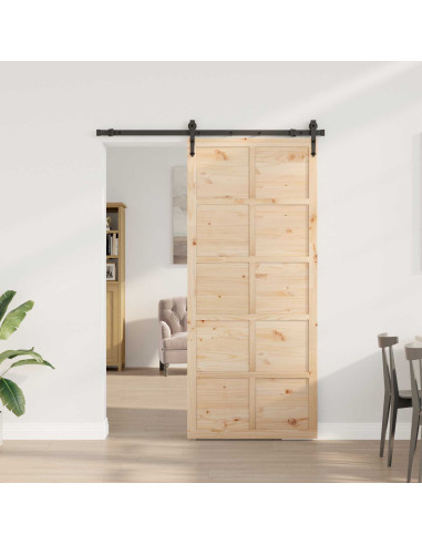 Porta scorrevole Naturale 80 x 208 cm Legno Massello di Pino