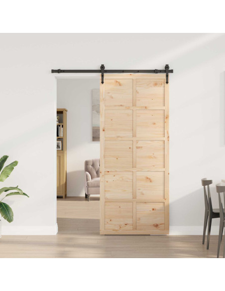 Porta scorrevole Naturale 80 x 208 cm Legno Massello di Pino
