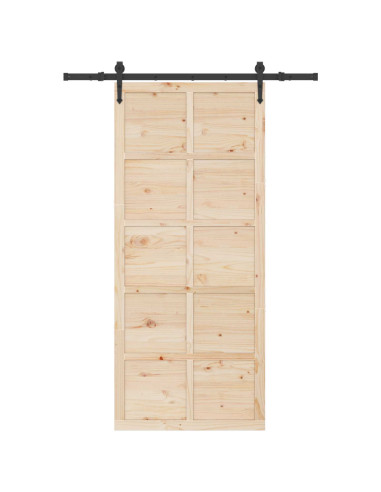 Porta scorrevole Naturale 80 x 208 cm Legno Massello di Pino