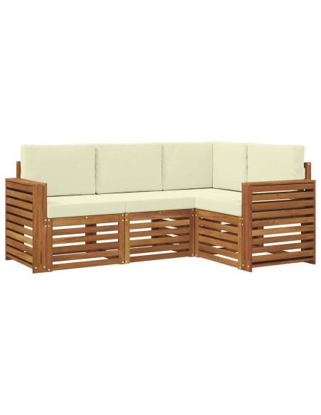 Set divani 4 pcs Naturale e Crema Legno di Acacia Massello