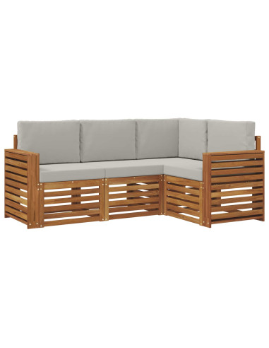 Set divani con cuscino 4 pcs Grigio Naturale e Chiaro