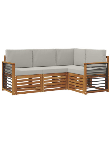 Set divani con cuscino 4 pcs Grigio Naturale e Chiaro